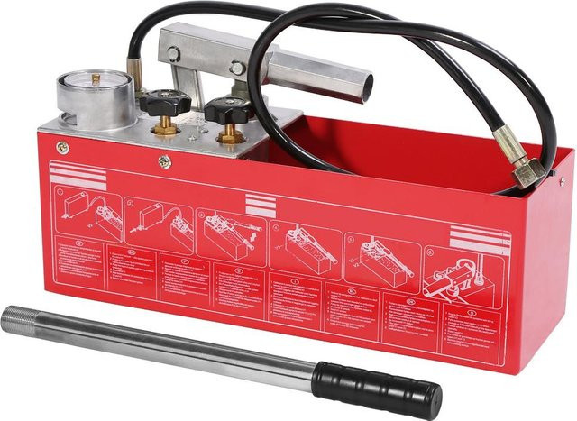 Manuelle hydraulische Druckprüfpumpe von aimo als Lecktester für Rohrleitungen und Wasserrohre in Rot - Bild 1