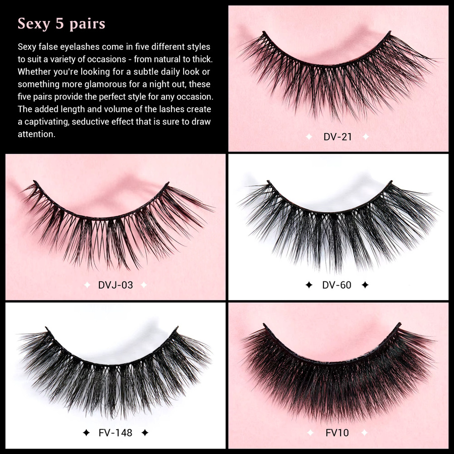 Jessup Falsche Wimpern-Set, 5 Paar, 3D - Bild 2
