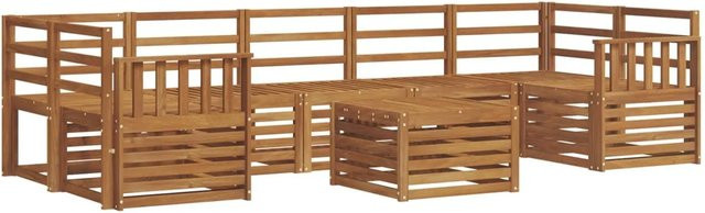 vidaXL Sofagarnitur 8-teilig aus Massivholz Akazie in Natur Braun im U-Shape Design - Bild 1