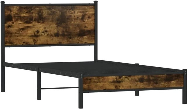 vidaXL Metallbett in Räuchereiche, Farbe Braun, B/H/T: 100 x 200 cm - Bild 1