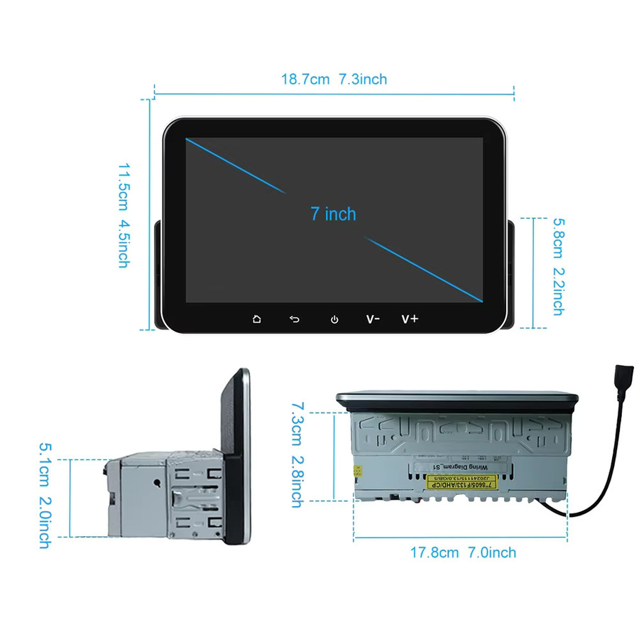 Icreative Universal 1Din Auto Radio mit 7 Zoll Touchscreen, Multimedia Player mit Wired Carplay, Android Auto, Wifi und Spiegel Link, Schwarz, Multicolour - Bild 5