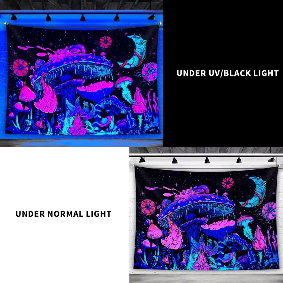 VIKAMA Psychedelischer Pilz-Wandteppich im Cyber-Gradient-Sternenhimmel Design, Mehrfarbig, B/H: 60 x 40 cm - Bild 2