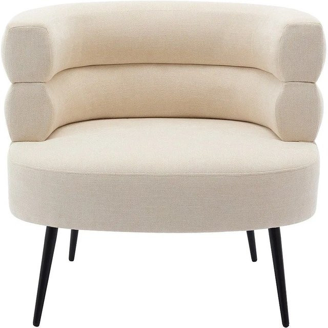 Vente-unique Sessel Camedo mit gerader Rückenlehne und Armlehnen in Beige aus Stoff, Breite: 80 cm - Bild 1
