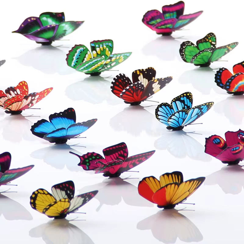 ZYF 3D Schmetterling Magnetische Aufkleber Set, 12er Pack, Multicolor und Lila, PVC Wand- und Kühlschrankdeko - Bild 3