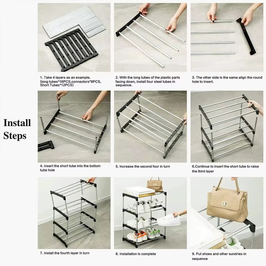 Untior Schuhregal aus Metall, platzsparendes und mehrstöckiges Aufbewahrungsregal für den Eingangsbereich im minimalistischen Design - Bild 3