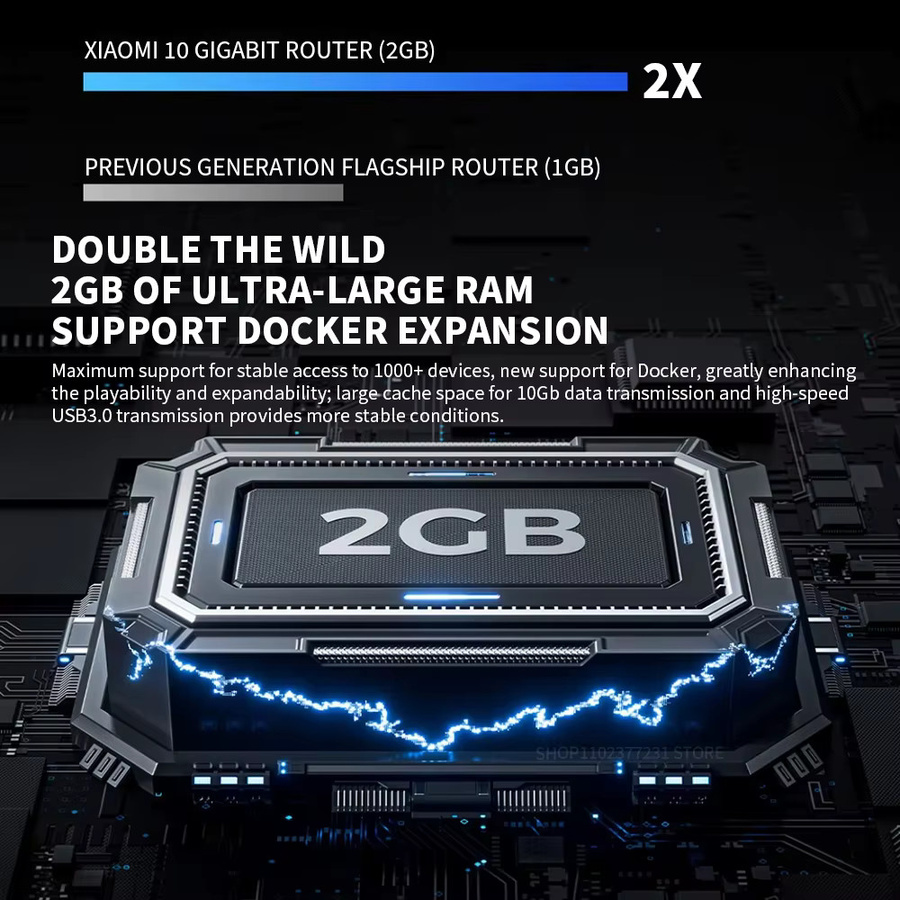 Xiaomi 10 Gigabit Tri-Band WLAN Router mit Dual 10G Netzwerkanschluss und 2GB RAM in Schwarz (Chinesische Version) - Bild 2