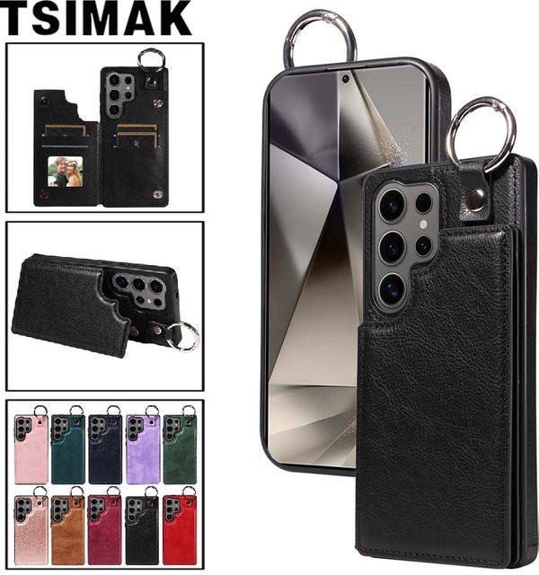 Leder-Brieftasche als Handyhülle für Samsung Galaxy S25 Ultra S24 Plus S23 S22 S21 FE A52 A32 A12 in Pink mit Kartenfächern - Bild 1