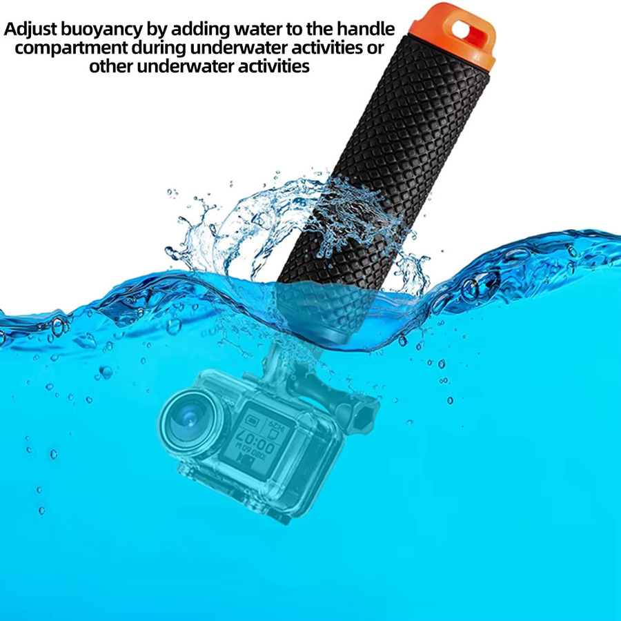 Schwimmfähiger Griff mit Doppelhalterung für GoPro und Action-Kameras in Schwarz - Bild 3