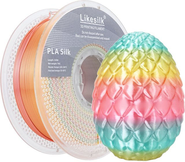 Likesilk PLA Seidenfilament Multicolor, 1,75 mm, glänzendes FDM 3D-Druckerfilament, 1 kg Spule - Bild 1