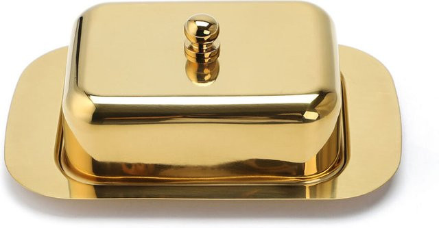 ECHTWERK Butterdose aus Edelstahl in Gold, 0,275 l, B: 13 cm, T: 19 cm, H: 7 cm - Bild 1