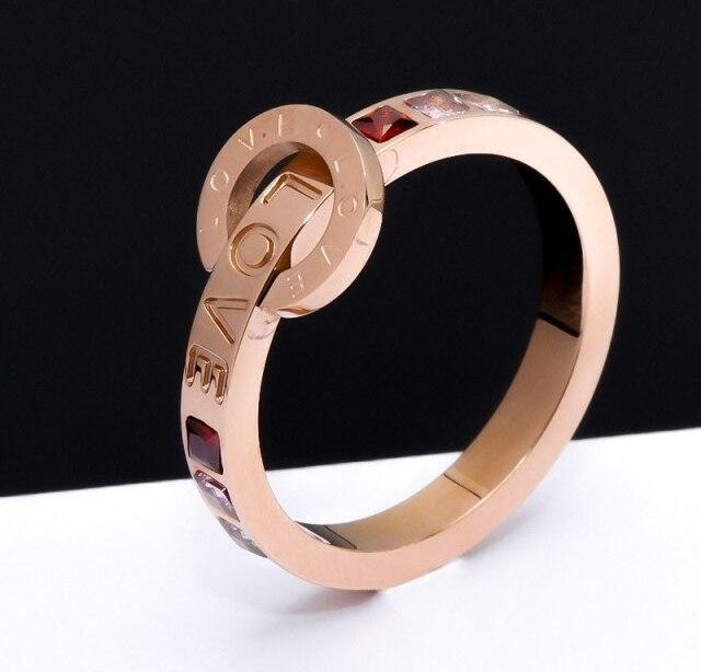 Ring Edelstahl, Roségold, Zirkonia, Damen - Bild 1