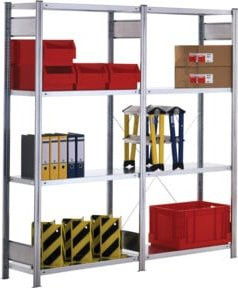 Regalwerk BERT-Standard-Lagerregal Anbaufeld Stecksystem verzinkt, Farbe: Silber, H x B x T: 180 x 87,5 x 30 cm - Bild 1