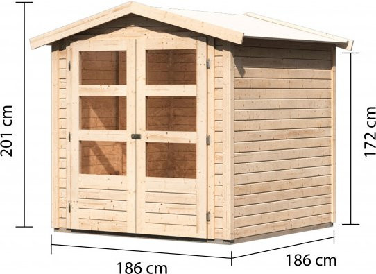 KARIBU Gartenhaus Amberg 2 aus Holz in Beige, B/H/T: 186 x 201 x 186 cm - Bild 3