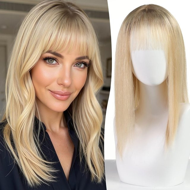 HAIRCUBE Haar-Topper Ombre Hellblond, 16 Zoll, Remy Echthaar, Damen - Bild 1