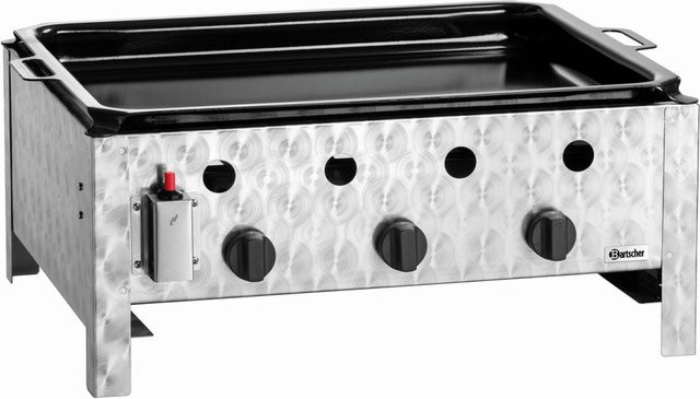 Bartscher Gas-Tischbräter TB1000PF in Silber mit Edelstahl und emailliertem Stahl, B/T/H: 70,5 x 56 x 27,5 cm - Bild 1