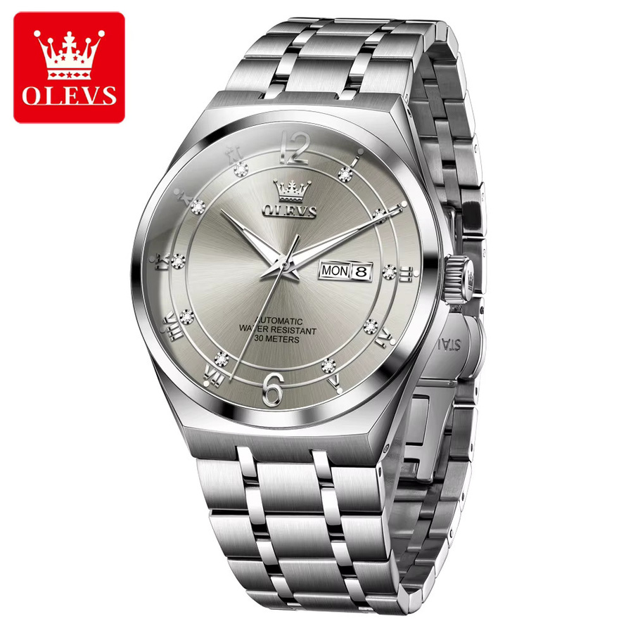 OLEVS Armbanduhr Automatik, Edelstahl, Silber, Herren - Bild 2