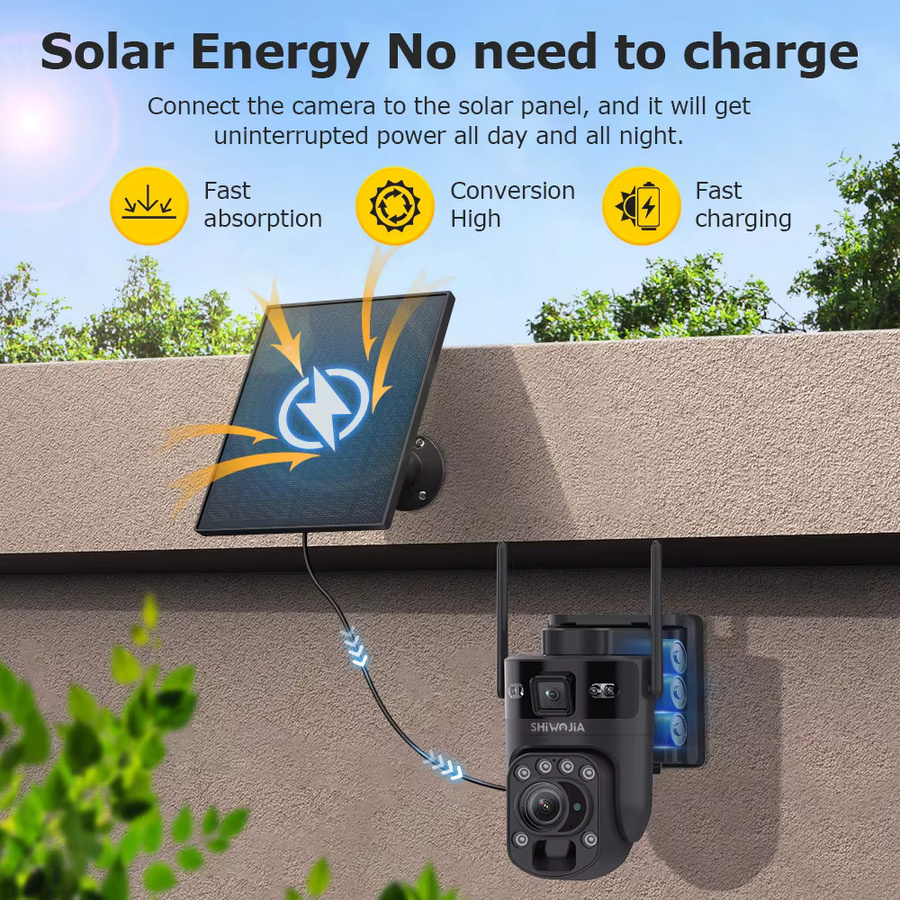 SHIWOJIA Solar-Sicherheitskamera mit 50-fach optischem Zoom, Dual-Bildschirm, WLAN und 4G, Außen-IP-Kamera mit Nachtsicht und PIR-Erkennung via UBox App - Bild 4