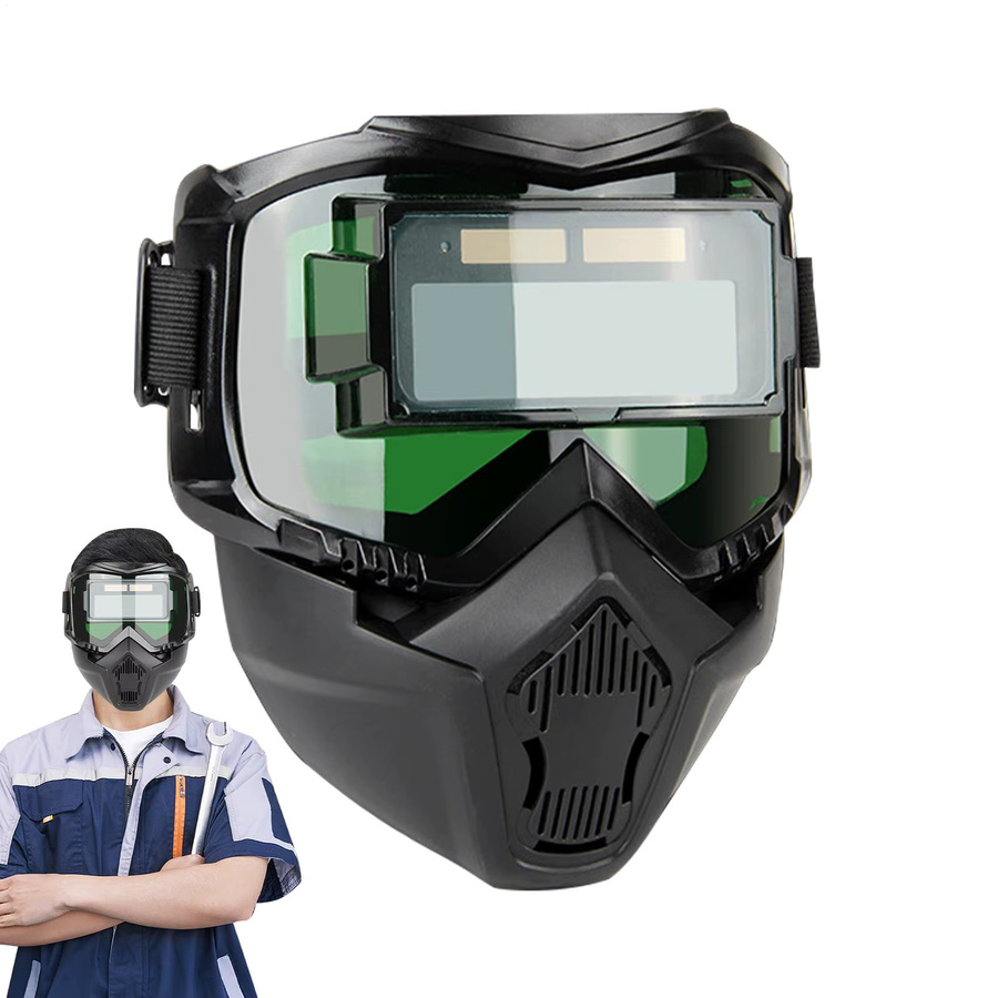 Automatischer Schweißhelm mit Lichtwechsel und atmungsaktiver Maske, Schwarz, verstellbares Kopfband - Bild 2