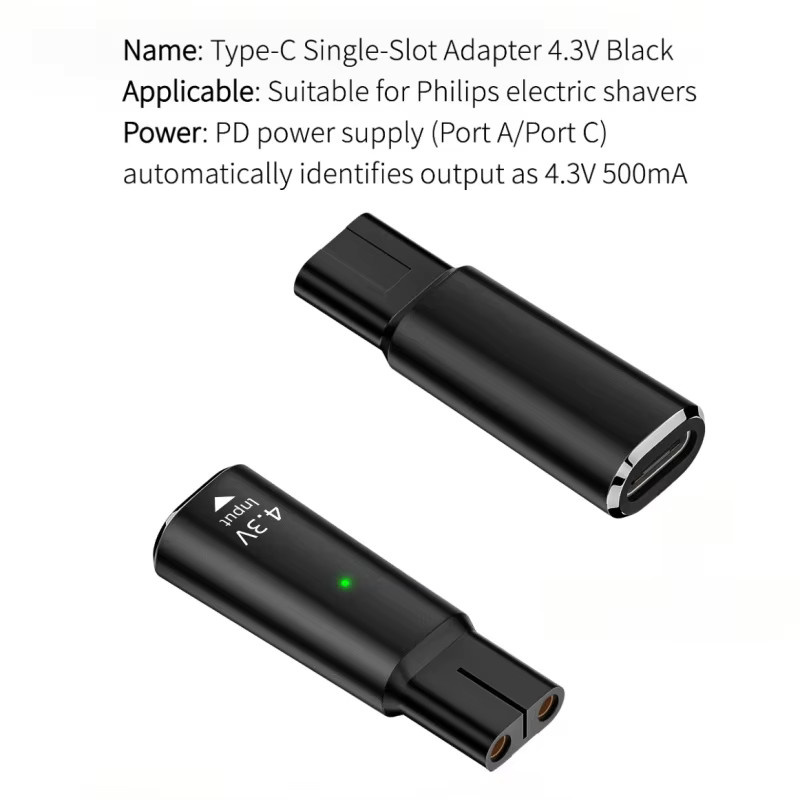 Tragbares USB-C Ladekabel für Elektrorasierer und Haarschneidemaschinen, 4,3V, Schwarz/Grau - Bild 2