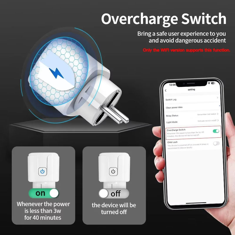 TNCE Smart Steckdose mit Power Monitor, WiFi und Zigbee, EU Stecker, 16/20A, White, kompatibel mit Tuya Smart Life App, Alexa und Google Home - Bild 3