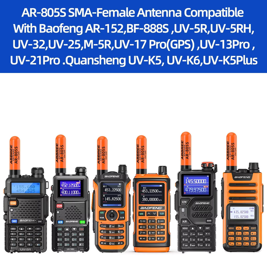 ABBREE AR-805S Mini Walkie-Talkie Dualband Hochleistungsantenne mit SMA-Buchse in Schwarz für Baofeng BF-888S UV-5R UV-21 PRO Amateurfunk - Bild 6