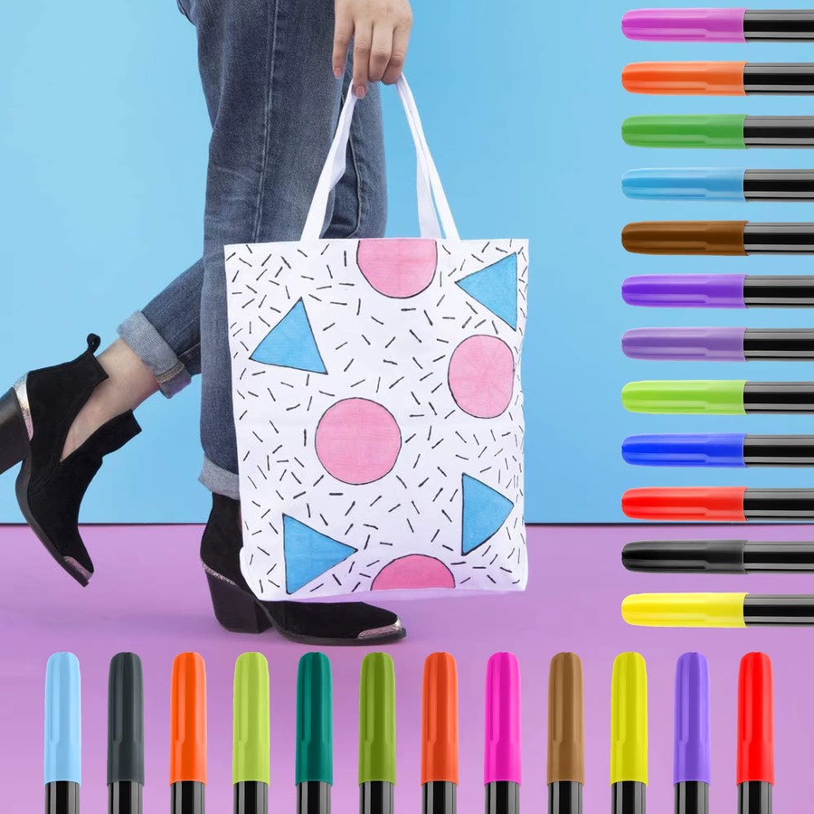Kolorowys Stoffmarker Set mit 24 Farben, wasserfeste Textilstifte für Kleidung, T-Shirts und Canvas, maschinenwaschbar - Bild 5