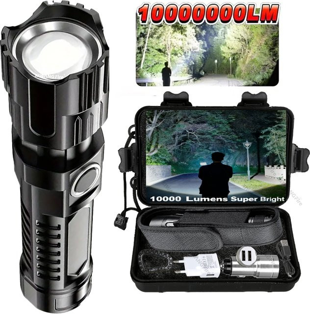 Heinast Wiederaufladbare LED-Taschenlampe mit Zoom und 3 Modi, wasserdicht für Outdoor und Camping - Bild 1