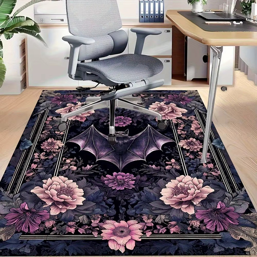 VIKAMA Teppich mit Fledermaus und Blumen in Dunkelviolett für Wohnzimmer und Schlafzimmer B: 120 cm, T: 80 cm, H: 1 cm - Bild 2