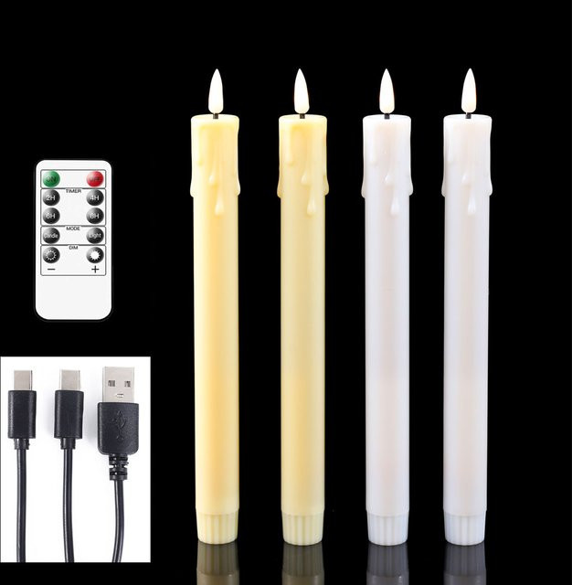 Zabicat LED-Spitzkerzen mit Fernbedienung, wiederaufladbare USB-Kerzen in Weiß, Höhe: 25,4 cm - Bild 1