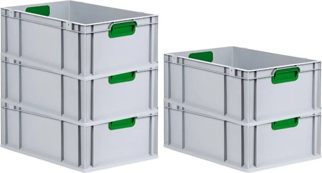 PROREGAL Spar Set 5x Eurobox Nextgen Color Transportboxen mit verstärktem Boden, Farbe: Grün, H x B x T: 22 x 40 x 60 cm, 44 Liter - Bild 1