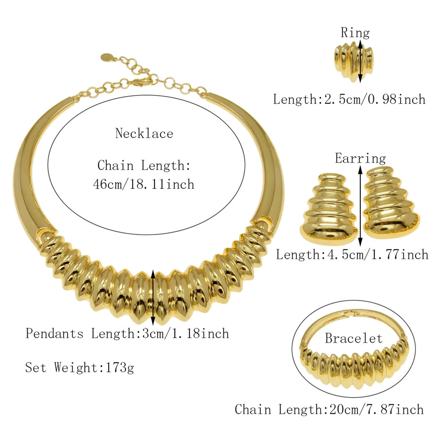 SYHOL Schmuck-Set, Halskette, Armband, Knochen Form, Messing, Gold, Damen - Bild 2