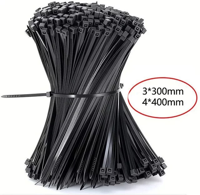 100 Stück selbstsichernde Kunststoff-Nylon-Kabelbinder in Schwarz - Bild 1