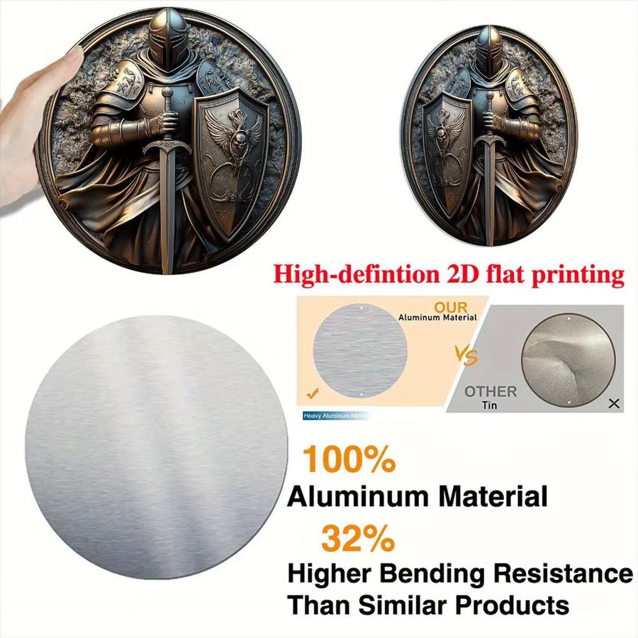 HELLOYOUNG Ritterschwert und Schild aus Aluminium zur Wanddekoration, B/B/H: 20,3 x 20,3 x 20,3 cm - Bild 3