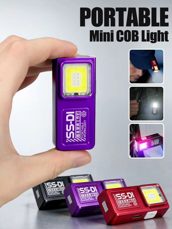 KDULIT Mini COB LED Taschenlampe wiederaufladbar mit USB-C, tragbare EDC-Flutlicht-Arbeitsleuchte mit Clip und Magnet - Bild 7