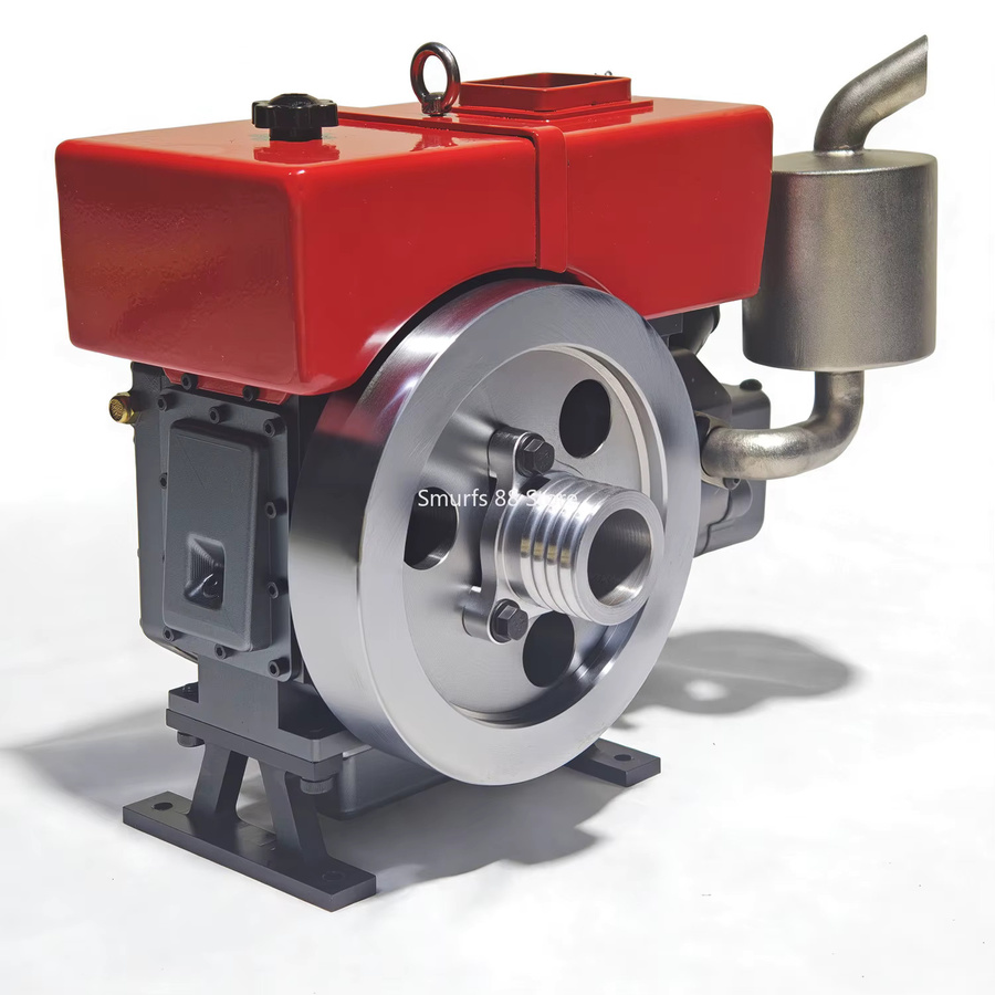 goni Miniatur-Vintage-Metalltraktor, Horizontales Einzylinder-Motormodell, Metall, Rot - Bild 4