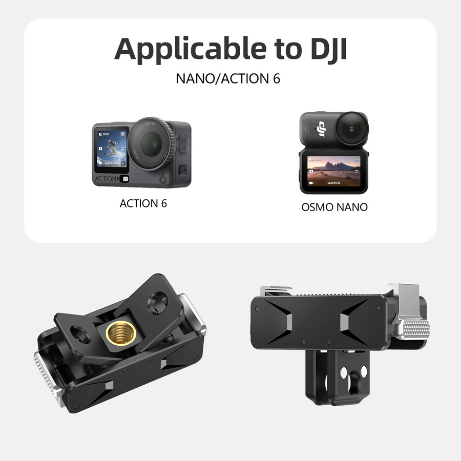 Magnetische Schnellverschluss-Kamerahalterung für DJI OSMO Action 6 in Schwarz mit 1/4 Zoll Schrauben-Schnellverschlussbasis für Sportkameras - Bild 4