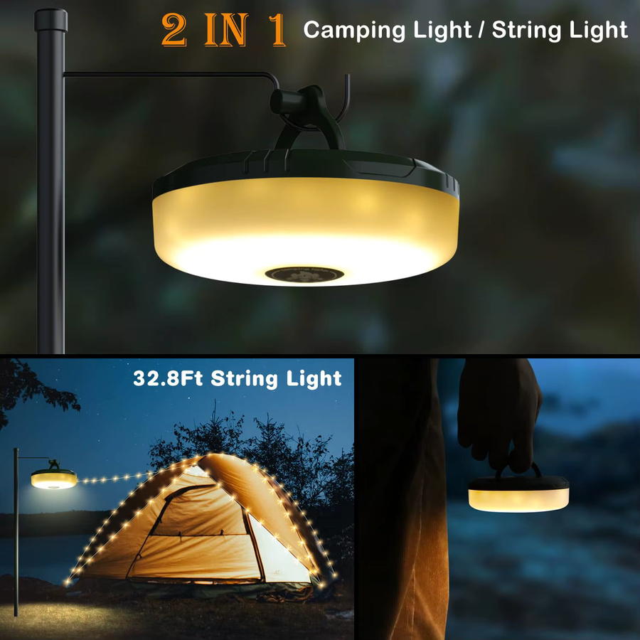 GGBEE 2-in-1 wiederaufladbare Camping-Lichterkette mit 8 Beleuchtungsmodi für Outdoor und Weihnachten - Bild 2