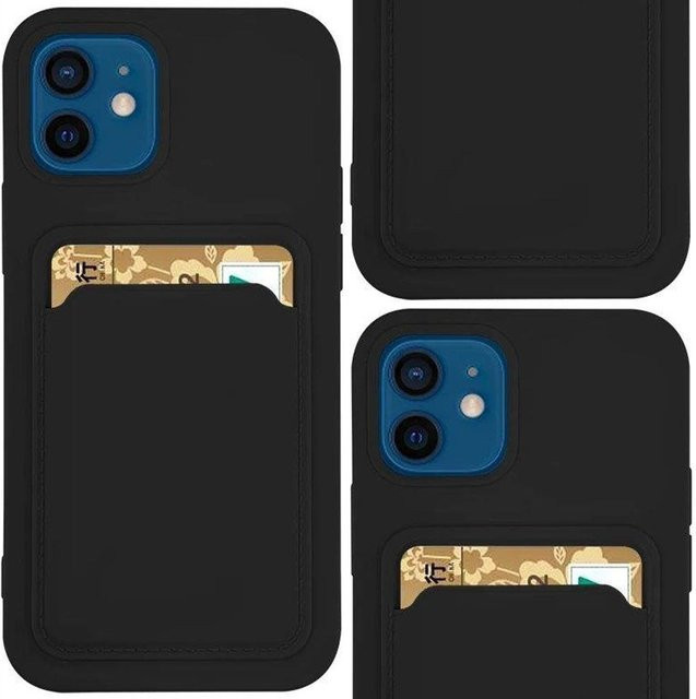 Silikon Kartenetui und Portemonnaie mit Tasche für Samsung Galaxy S21+ 5G in Schwarz - Bild 1