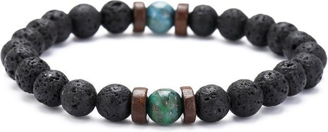 YIRAN Armband, Vulkanstein, Holz, Schwarz, Unisex - Bild 1