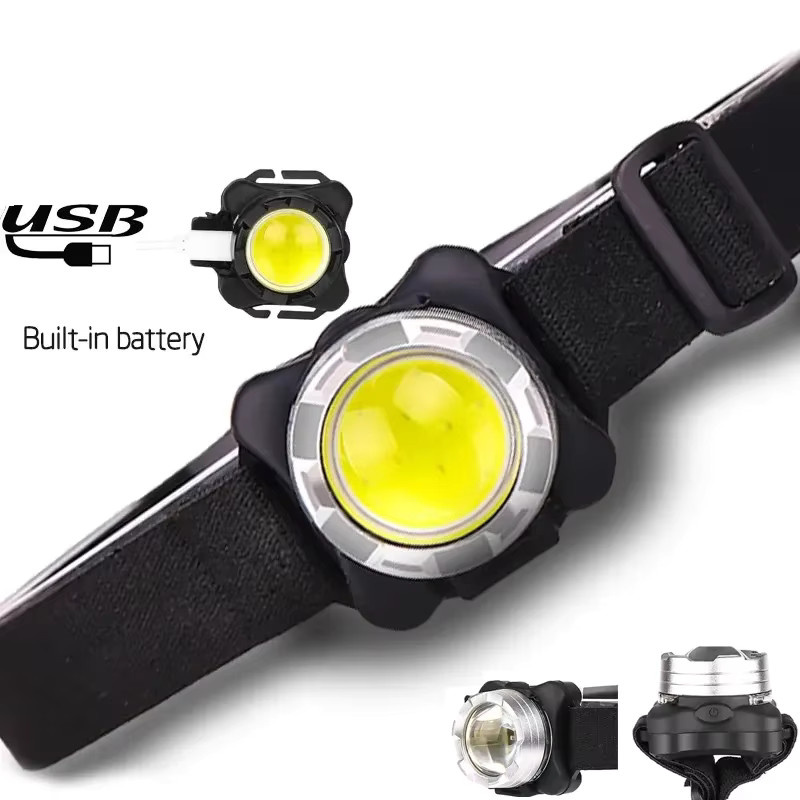 Heinast USB wiederaufladbarer COB LED Scheinwerfer mit 1200mAh Akku, wasserdichte Taschenlampe in Schwarz für Camping und Angeln - Bild 3