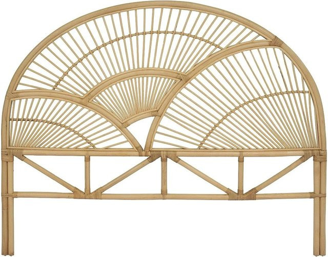 Bettkopfteil Efela von Vente-unique aus Massivholz und Rattan in Naturfarben Beige, Breite: 165 cm - Bild 1