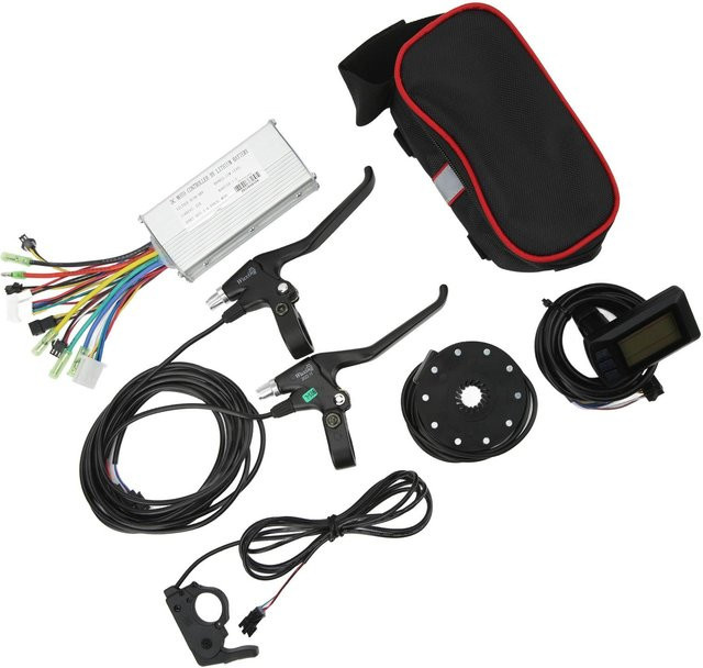 Igeteck Elektrofahrrad Umbausatz JN22A mit Controller OMT M3 Panel Bremshebel und Daumengas Set für 500W Motor in Schwarz - Bild 1
