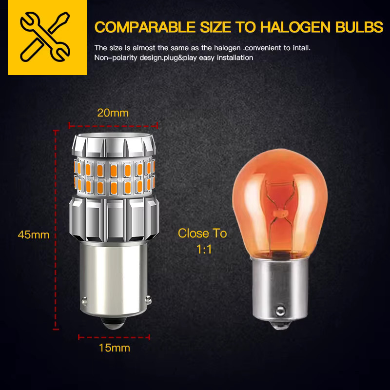 SAARMAT 2er Set LED Blinker Glühbirnen PY21W BAU15S 1156 Canbus Fehlerfrei in Silber für Ford Focus 2 3 4 - Bild 2