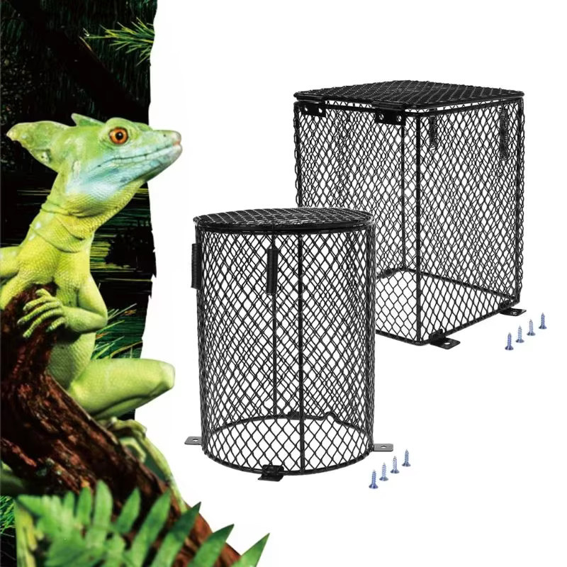 Reptilien Heizungsschutz Mesh Abdeckung aus Keramik und Metall in Schwarz, Zylinderform - Bild 3