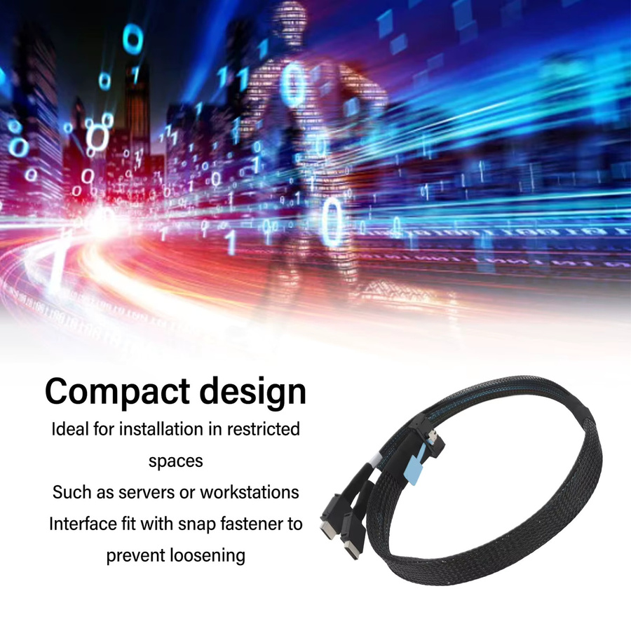 Qiilu PCIe 5.0 Kabeladapter MCIO X8 auf 2 SFF 8611 Oculink SFF 8611 4i auf 8i, Schwarz, Länge: 50 cm - Bild 5