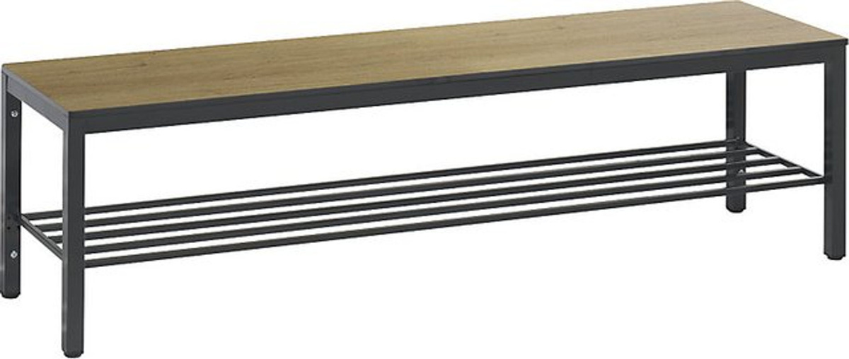 C+P Umkleidebank Basic Plus mit Schuhrost, Dekor Eiche Sereno, Gestell Schwarzgrau, B/T/H: 150 x 35,3 x 40,1 cm - Bild 4