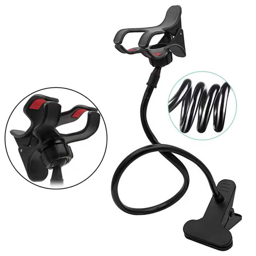 Universal Flexibler Handyhalter mit 360 Grad Rotation und Clip für Bett und Schreibtisch, Rot - Bild 4