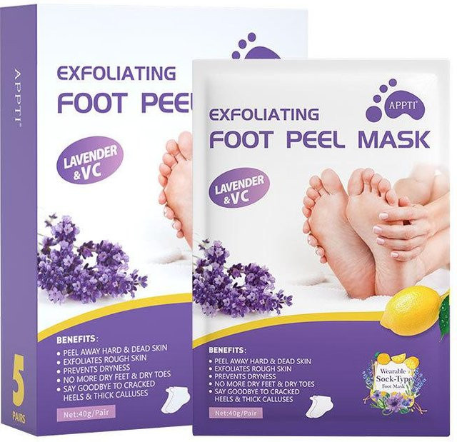 Lavendel-Peeling-Fußmaske, 5 Paare - Bild 1