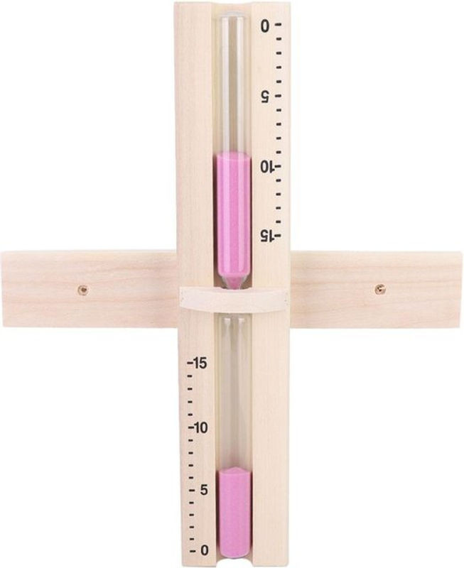 Tooarts Sanduhr Timer für die Sauna mit 15 Minuten Laufzeit aus Holz und Glas in Braun mit rosa Sand zur Wandmontage - Bild 1