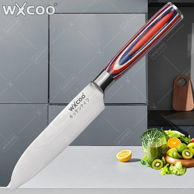 WXCOO Santoku Japanisches Kochmesser aus Edelstahl in Multicolour, Klingenlänge: 12,7 cm - Bild 1